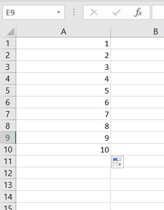 An example of a spreadsheet with Autofill in Microsoft Excel.
