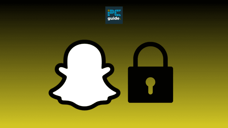 Image shows the Snapchat logo under the PCWer logo on a yellow background