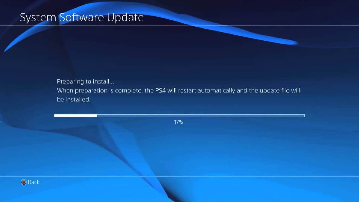 PS4 update from USB - install screen