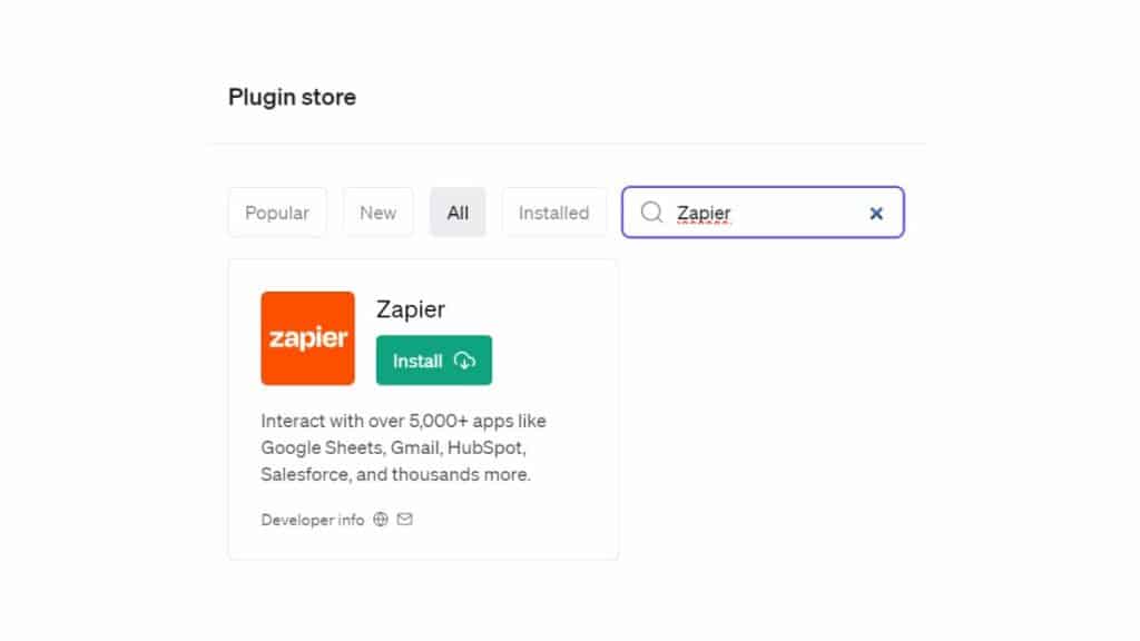 How to install the Zapier plug-in for ChatGPT.