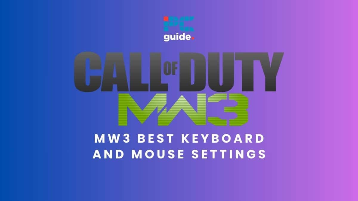 Call of Duty: MW3 optimized keyboard and mouse settings. Image shows the text "MW3 best keyboard and mouse settings" below the Modern Warfare 3 logo and the PCWer logo, on a purple gradient background.