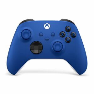 A blue Xbox Wireless Controller on a white background.