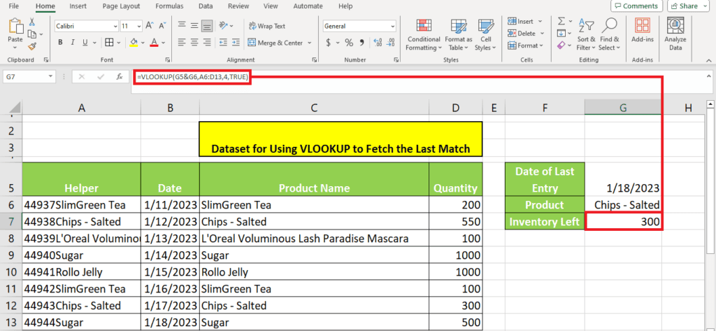 A screenshot of an Excel spreadsheet.