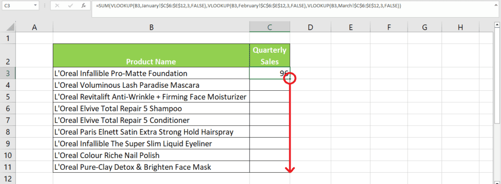 How to create a SUM formula in Excel.