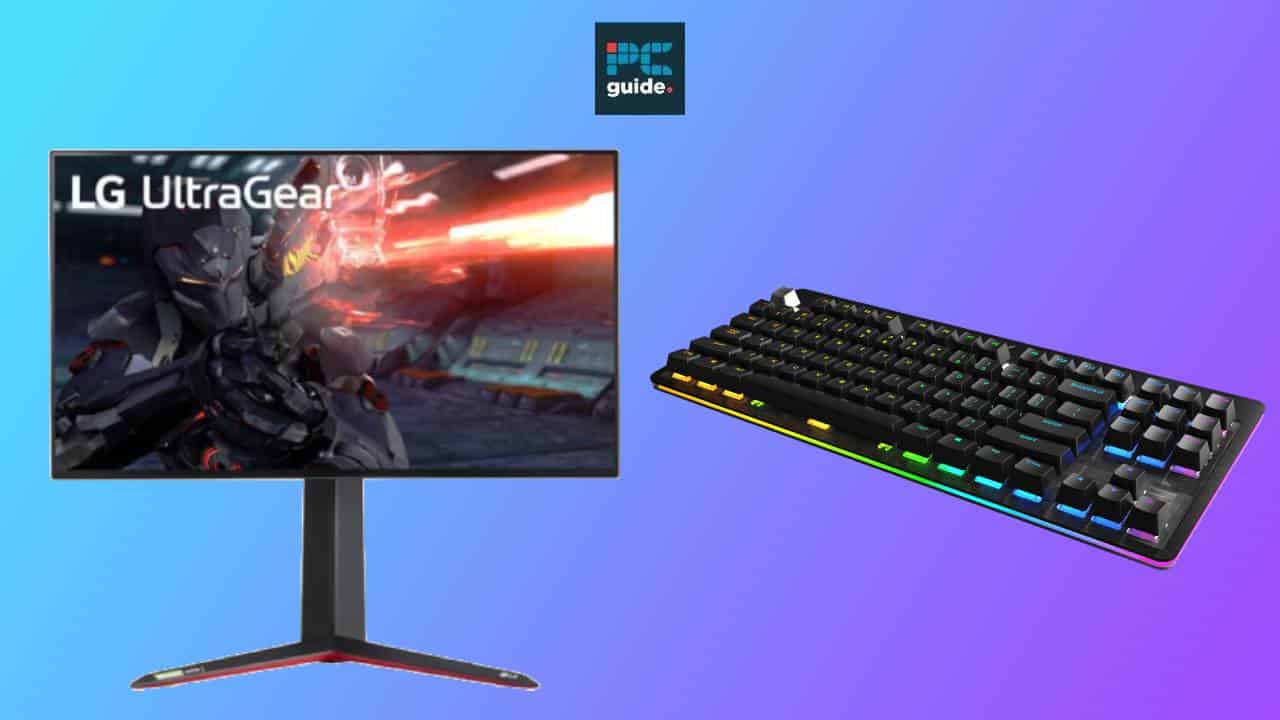Gaming setup with LG 27-inch gaming monitor and free rgb mechanical keyboard.