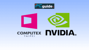 The image shows the Nvidia and Computex logo on a blue background below the PCWer logo