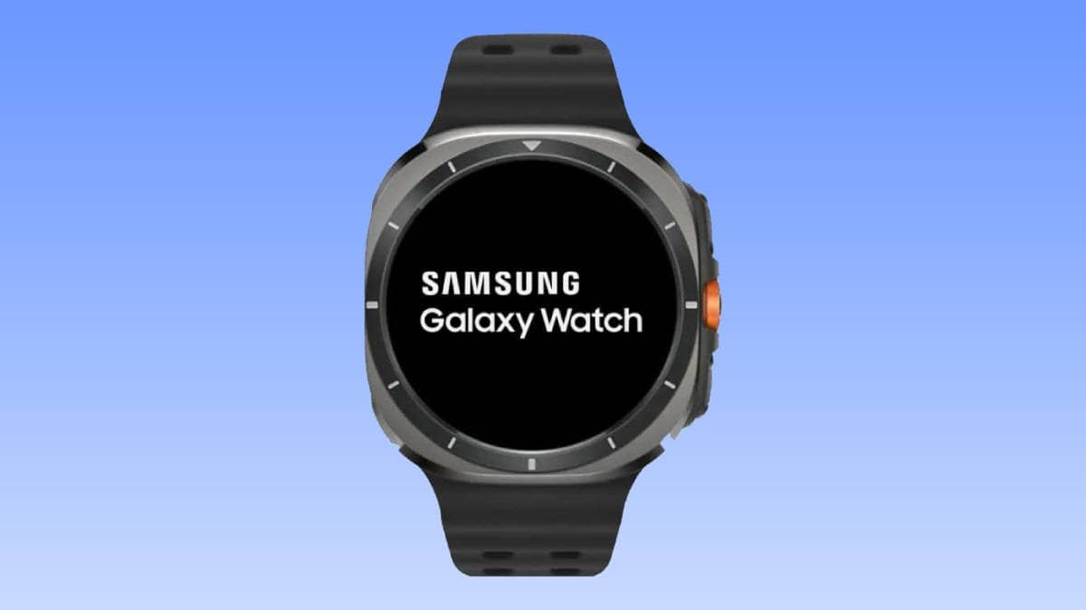 Leaked Samsung Galaxy Watch Ultra render with blue gradient background