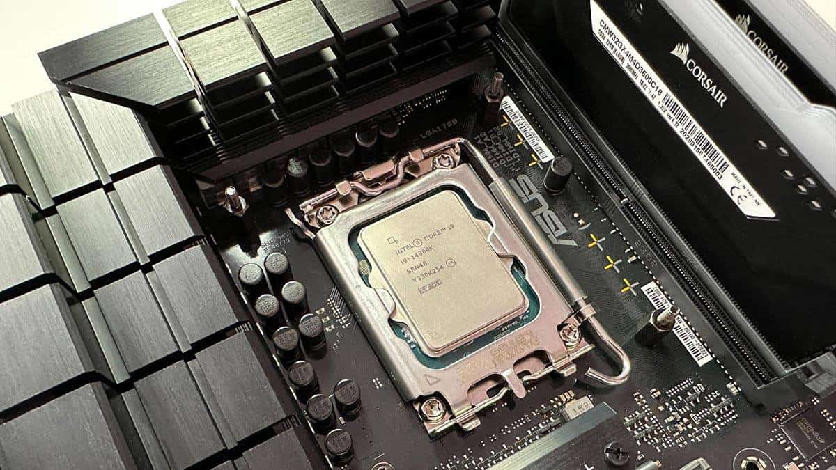 Intel Core i9-14900K processor seated in socket