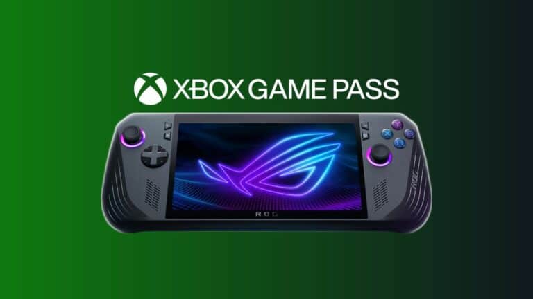 ASUS ROG Ally X gaming handheld with Xbox Game Pass logo